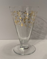 VINTAGE MCM KAHLUA GOLD ATOMIC CONFETTI Cone Shape Footed Cocktail Glass 5-3/8″H