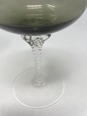 Sasaki Coronation Smokey Gray Set of 6 Martini/Cocktail Stemware Vintage