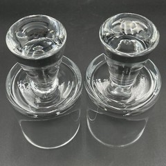 Vtg Set 2 MCM 70s Glasses Tumblers Goblets Bar Crystal Thick Stem Scandinavian