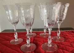 VTG Cambridge Rose Point (Stem 3121) etched crystal liquor cocktail glass set 6
