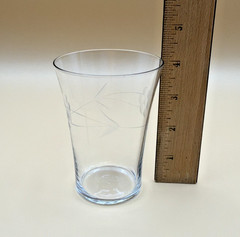 Vintage Clear Optic Glass Floral Etched Pitcher & 5 Glasses MCM Set