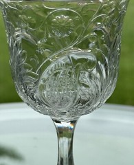 Rare Heavy Rock Crystal Webb Cut Glass Wine with Monogram