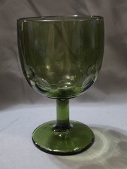 Vintage Set Of 2 Bartlett Collins Avocado Green Water Goblets With A Coin Dot…