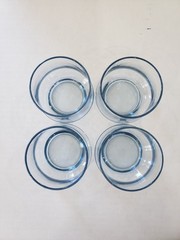 4 VTG Stacking Libbey Azure Blue 10oz Rocks Lowball Water Juice Whiskey Glasses
