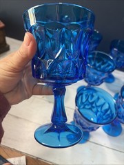 Set of 10 Vintage Noritake Perspective Cobalt Blue Water Wine Goblets 6 1/2 Inch