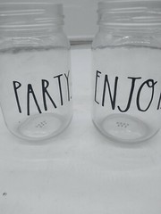 Rae Dunn Mason Jars Lot Of 2 PARTY AND ENJOY