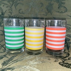 Ralph Lauren Striped Juice Glasses, Set of 3 Green Yellow Orange