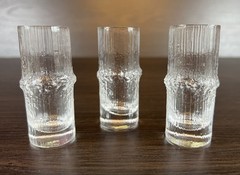 3 Iittala Finland Niva Textured Clear Shot Cordial Glasses by Tapio Wirkkala