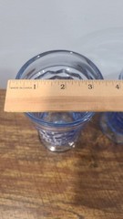 3 Vintage Indiana Glass Whitehall Colony Light Blue Cube 6″ Footed Iced Tea
