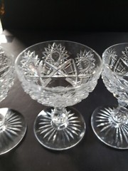 4 champagne glasses sherbet, Brilliant Period Cut Crystal Val St Lambert 3157/17