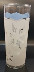 Vintage MCM Jeannette Glass Frosted White Snowflake with Blue diamond Tumbler