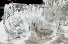 Vintage Swirl Optic Rocks Glasses Clear Heavy Glass Tumblers Barware Set of 6