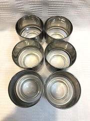 Clear Glass/Large Silver Band-Small-3 In./Footed/Stackable Tumbler Set (Qty. 6)
