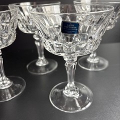 4 Vtg Lady Victoria Fine Crystal Stemware Champagne Coupe Tall Sherbet Glasses