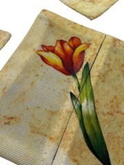 Floral Wine Glass Sleeves Fabric Protective Pouches Set of 4 Tulip Design