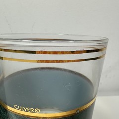 Vintage Culver Emerald Green Faux Marble 22K Gold Rock Glasses Set of 4 New Box