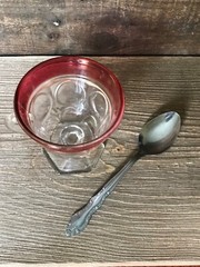 Cranberry Punch Cup ~ Thumb Print Pattern with Handle ~ Two Mold Design ~ 1950s