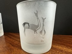 Frosted/Etched Scottish Highland Petroglyph Low-Ball Whiskey Glasses Set Of 6