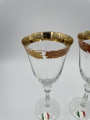 Vintage Cristalleria Fratelli Fumo Gold Rimmed Wine Glasses 8.5” Handmade Italy