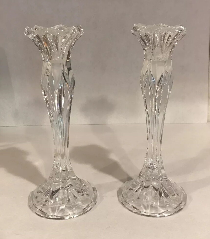 Set of 2 JG Durand Cristal Calliope Candlestick Holders