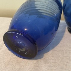 Vtg Handblown Empoli Art Glass Tumbler Cobalt Blue Optic Swirl Heavy 5.5″ T