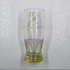 Libbey Dogwood Floral 16oz Drinking Glass Pink Frost Avocado Color Base Retro
