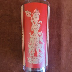 Set Of 5 1960’s Culver Red & Gold Highball Drinking Glasses Dancer Thai Goddess