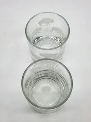 Pair of Etched Old Fashioned Rocks Glasses Low Ball Barware Southwest Designs