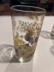 3 MCM tall drinking glasses daisies wheat wildflowers gold brown