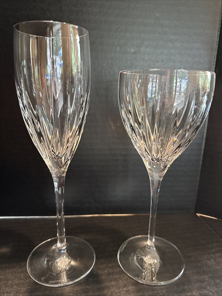 Reed & Barton Soho Wine Glass & Champagne Flute One of Each Glass Crystal