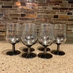Arcoroc Vintage Gray Smoked Stemware Glasses Set Of 6 France Gradient Black
