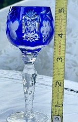 AJKA Crystal Marsala 4 Wine Cordial Glasses 5”~ Ruby, Emerald, Cobalt, Amethyst