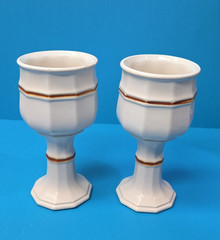 Set of 2 Pottery Gobelet Vintage Pottery Cream/Gold