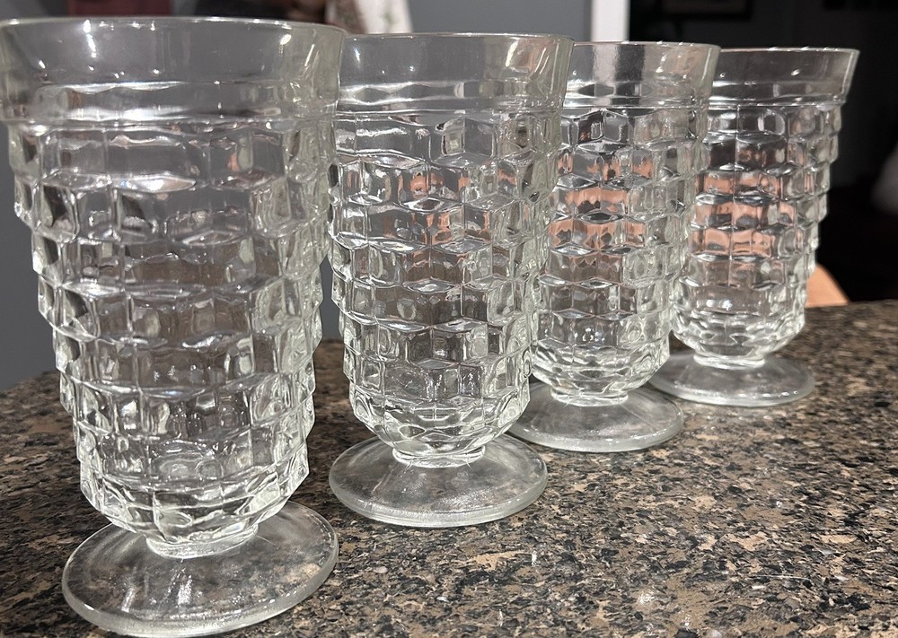 Colony Whitehall Cubist Clear Iced Tea Glass Set 4 Mint Julep Derby Water Retro