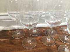 4 Vtg Lacy Needle Etched Wine Goblets Glasses LEAVES American Cut ? HTF 7.25»