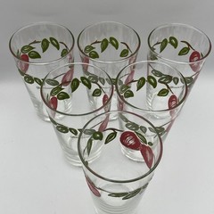 6 Vintage Franciscan Apple 5.75″ Tall Glasses Tumblers Iced Tea 17oz Libbey EUC