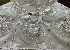 ELMIRA #17 AMERICAN BRILLIANT CUT GLASS WATER WINE GOBLETS (5) C.1903 6 3/4″H
