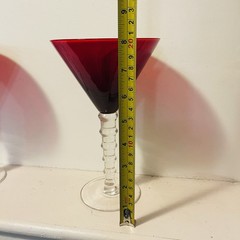Vintage Art Deco Ruby Martini V-shape Martini Glass Twisted Stem Set Of 4