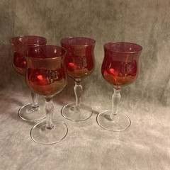 1940s West Virginia glass cranberry/ruby stain small cordial wine Apertif Stems