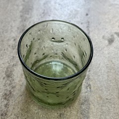 Vintage 70s Pilgrim Glass Green Crackle ~3.25″ Pinch Tumbler Single