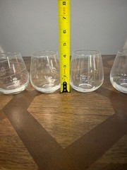 Mikasa Crystal Cheers Stemless Wine Glasses Lot Of 4 Mikasa Cheers Etched Signed
