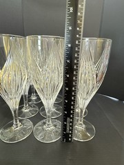 Set of 8 Vintage Swirl Cut Crystal Wine Goblets 9” Tall Spiral Optic Stemware