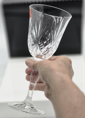 Set of 4 RCR Cristalleria Italiana Cut Crystal Melodia Wine Goblets / Glasses