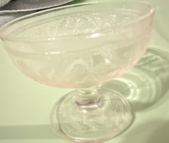 Vintage (Hazel Atlas ? ) Clear Clover leaf depression wine / sherbet glasses