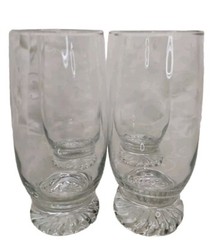 Vtg Libbey Clear 12 oz Drinking Glasses Tumblers 6.5″ Set of 4 Swirl Bottom