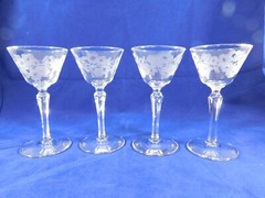 Set of 4 Libbey Rock Sharpe Glenmore Stem #3001 Liquor/Cocktail Glasses 5 5/8″