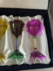 Vintage Venezia Cordial Glasses By Antonio Salviati Velvet Box Hand-Blown MCM