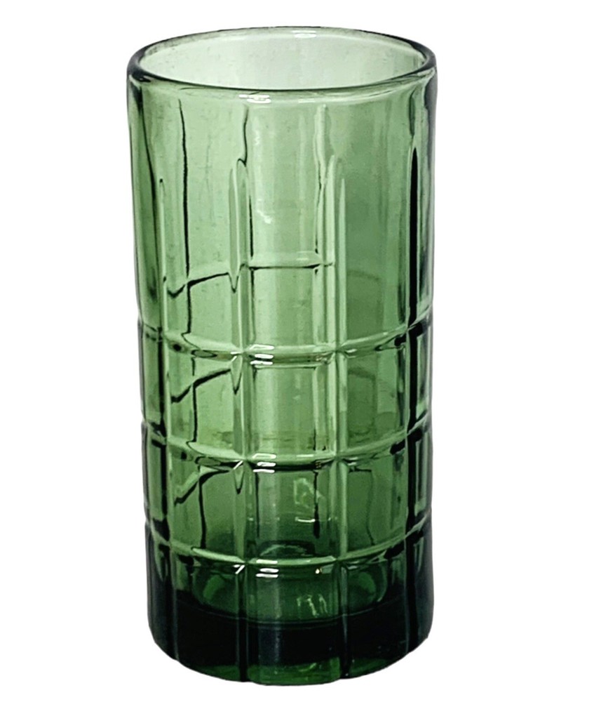 Anchor Hocking TARTAN DARK GREEN OLIVE Heavy 16 OZ Iced Tea Glass NEW