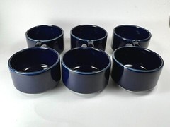 Vintage Pfaltzgraff Cups Mugs Bowls Cobalt Blue Ceramic 9 oz #100 Lot of 6