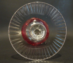 Nachtmann Wine Goblet Cranberry Pink Cut to Clear Crystal 7 3/4″ tall